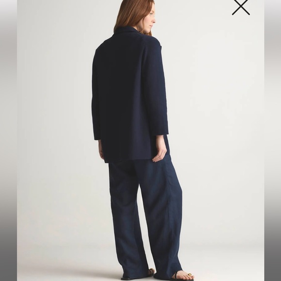 Quince 100% Organic Cotton Knit Blazer in Navy Blue Sz L - Picture 2 of 6